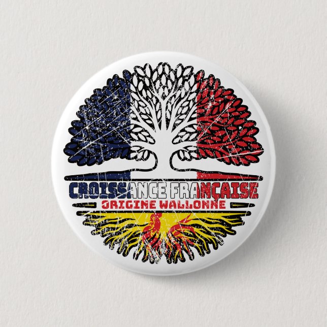 Wallonien Wallonisch Französisch Frankreich Baum W Button (Vorderseite)