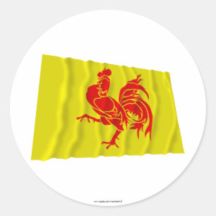 Wallonische Regions-wellenartig bewegende Flagge Runder Aufkleber