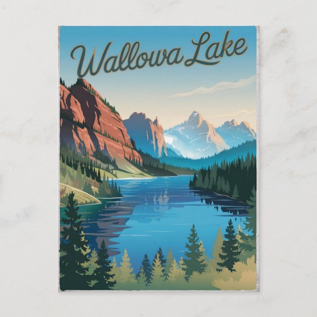 Wallowa Lake Vintag Postkarte (Vorderseite)