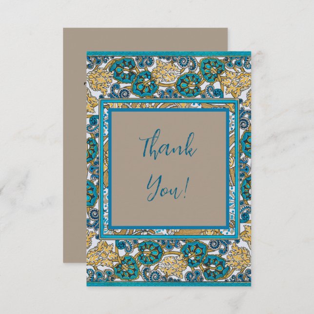 Wallpaper "Cyclamen blue art nouveau" Dankeskarte (Vorne/Hinten)