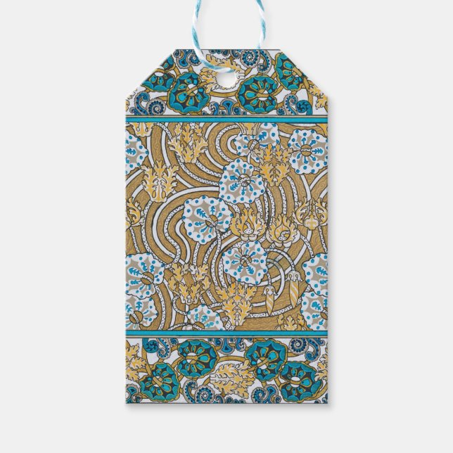 Wallpaper "Cyclamen blue art nouveau" Geschenkanhänger (Vorderseite)