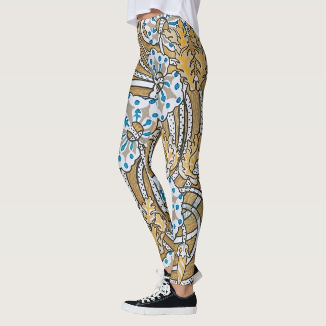 Wallpaper "Cyclamen blue art nouveau" Leggings (Links)