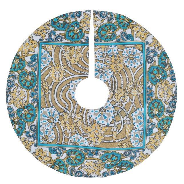 Wallpaper "Cyclamen blue art nouveau" Polyester Weihnachtsbaumdecke (Vorderseite)