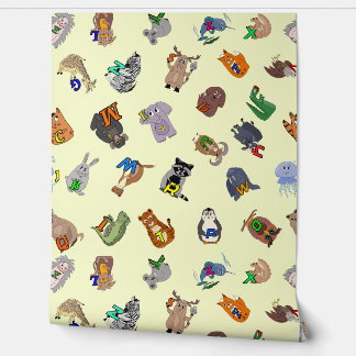 Wallpaper Educational print with a fun animal alph Tapete