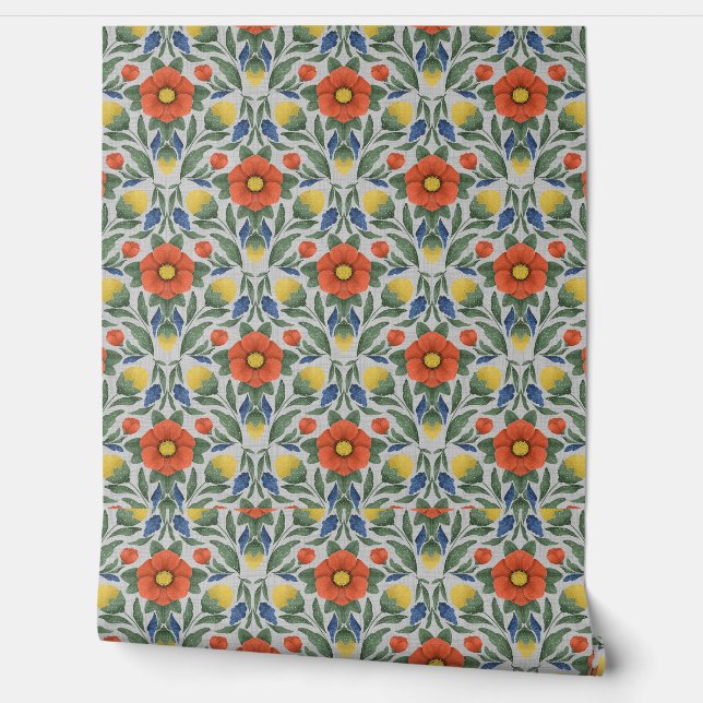 Wallpaper Folk Art Garden Tapete (Abrollen)