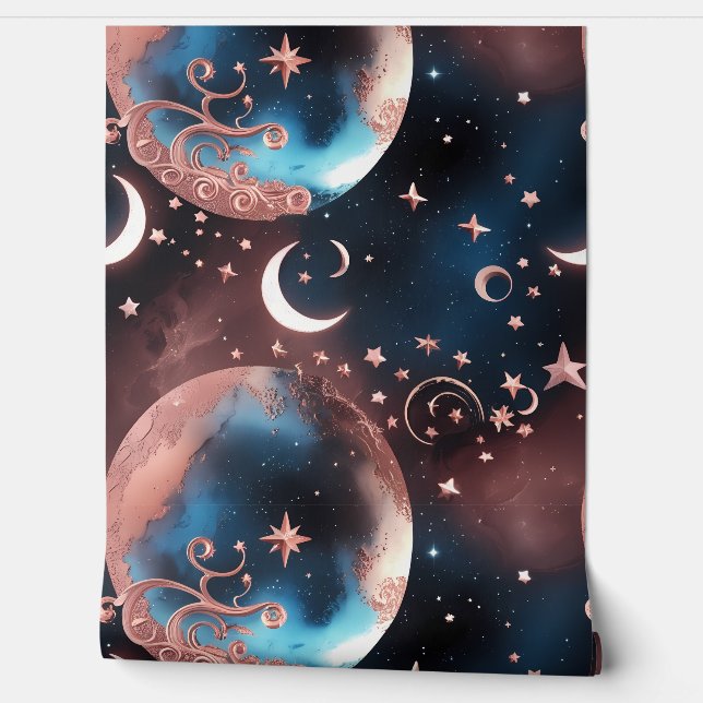 Wallpaper - Rose Gold Celestial Moon Tapete (Abrollen)