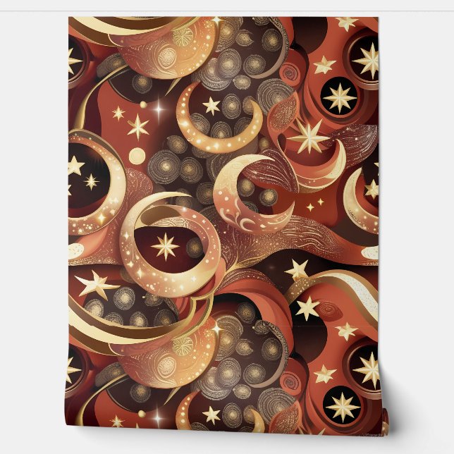 Wallpaper - Terracotta Celestial Moon Design Tapete (Abrollen)