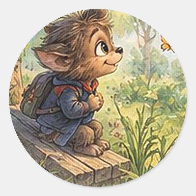 Wally der Werwolf Runder Aufkleber (Vorderseite)