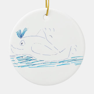 Wally Whale Christmas Round Decoration Keramikornament
