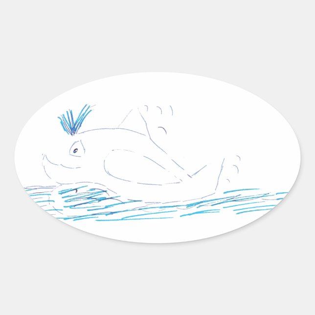 Wally Whale Oval Sticker (Vorderseite)