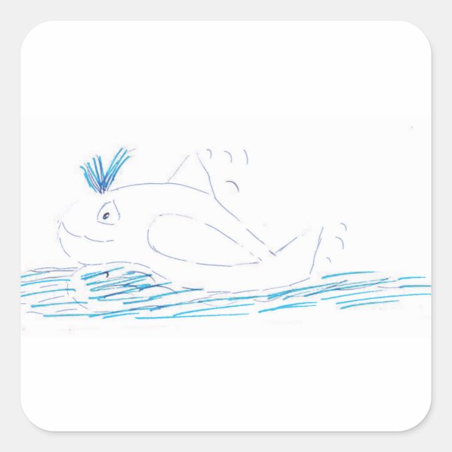 Wally Whale Square Sticker (Vorderseite)