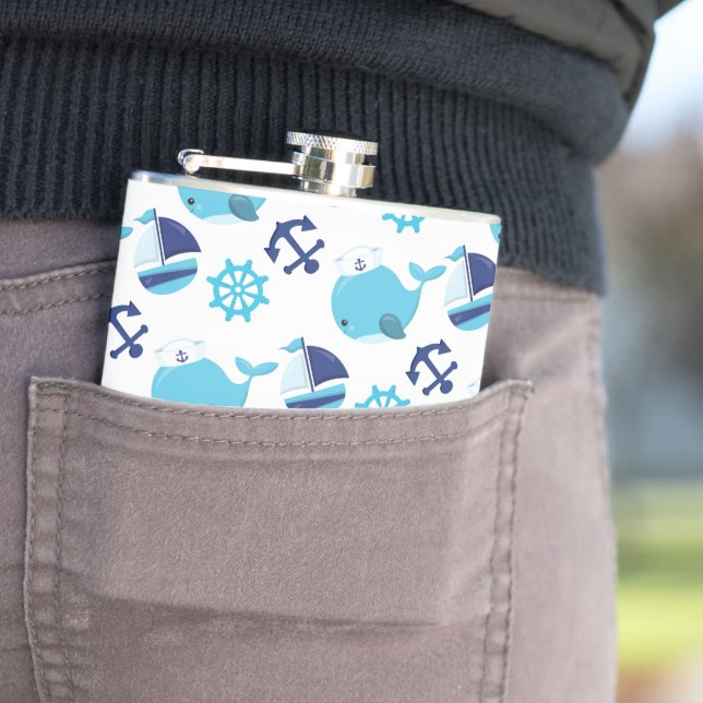 Walmuster, Niedliche Wale, Blauwale Flachmann (Beispiel)