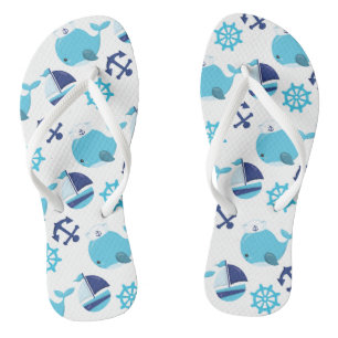 Walmuster, Niedliche Wale, Blauwale Flip Flops