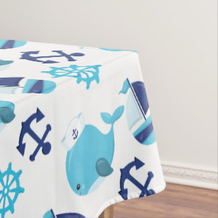 Walmuster, Niedliche Wale, Blauwale Tischdecke