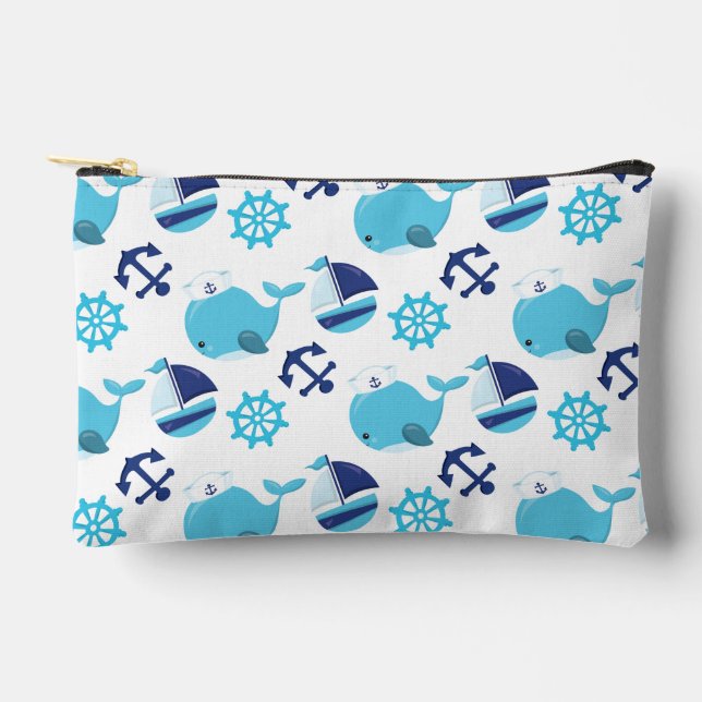 Walmuster, Niedliche Wale, Blauwale Zubehörtasche (Vorderseite)