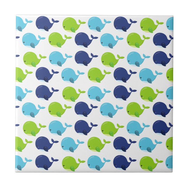 Walmuster, Niedliche Wale, Meerestiere Fliese (Vorderseite)