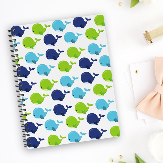 Walmuster, Niedliche Wale, Meerestiere Notizblock (Von Creator hochgeladen)