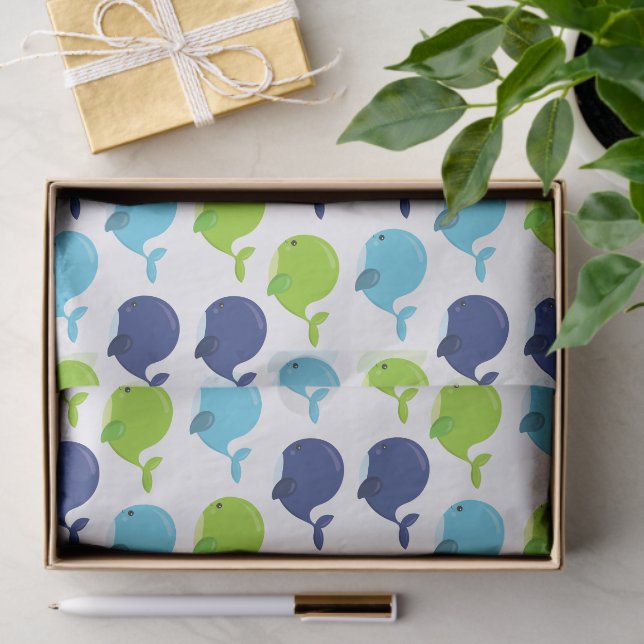 Walmuster, Niedliche Wale, Meerestiere Seidenpapier (Geschenk)