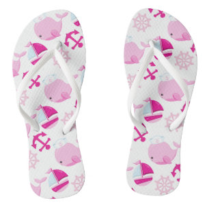 Walmuster, Niedliche Wale, rosa Wale Flip Flops