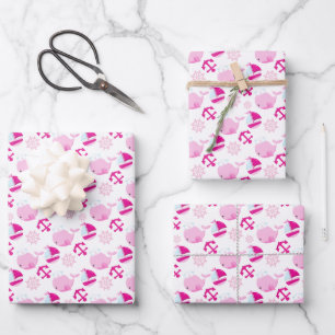 Walmuster, Niedliche Wale, rosa Wale Geschenkpapier Set