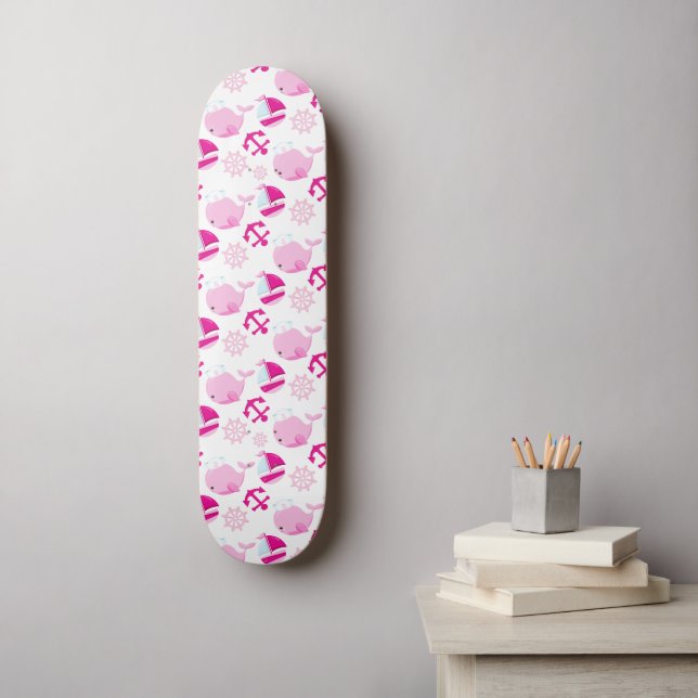 Walmuster, Niedliche Wale, rosa Wale Skateboard (Wandkunst)