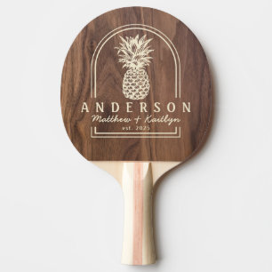 Walnuss Holz Ananas Hochzeitsbogen & Name Tischtennis Schläger