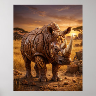 Walnuss-Nashorn-Ebenen Poster