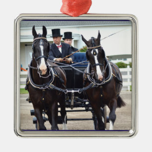 Walnusshügelwagen, der Pferdeshow fährt Silbernes Ornament