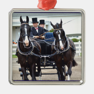 Walnusshügelwagen, der Pferdeshow fährt Silbernes Ornament