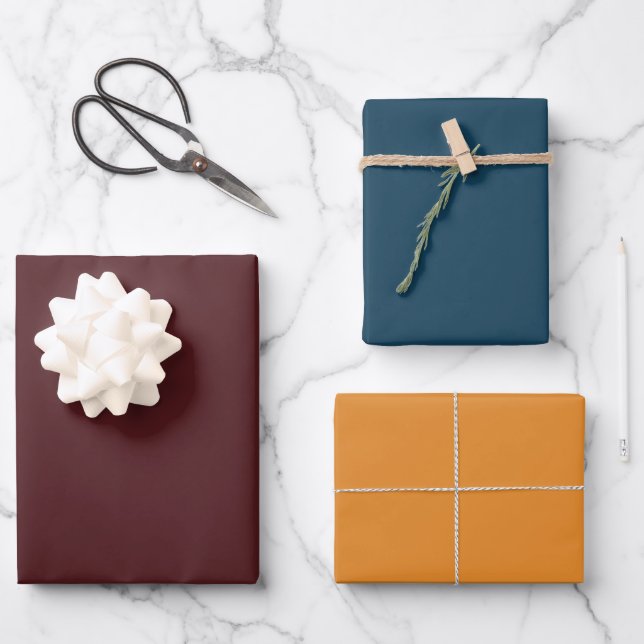 Walnut, Aegean Blue und Honey Geschenkpapier Set (Vorderseite)