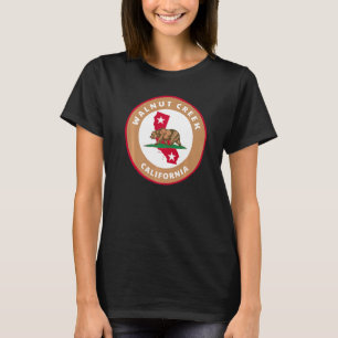 Walnut Creek California Ca Flag und Bären Abzeiche T-Shirt