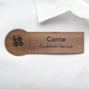 Walnut Wood Business Logo Modern Employee name Tag Namensschild
