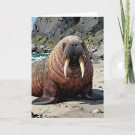 Walross an einem sandigen Strand | Nur mal vorbeis Karte