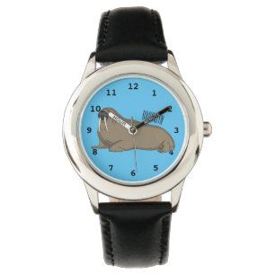 Walross Cartoon-Illustration Armbanduhr