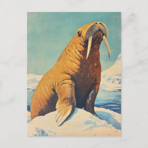 Walross im Vintage-Stil Postkarte
