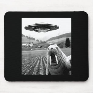 Walross-Selfie mit UFO lustiges Walross Frau Mann Mousepad