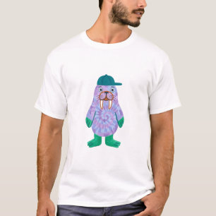 Walross-T-Shirt mit Kappe und Tie-Dye-Wirbel T-Shirt