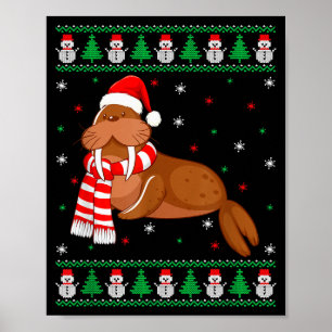 Walross-Tier-Passende-Familie-hässliche-Weihnachts Poster