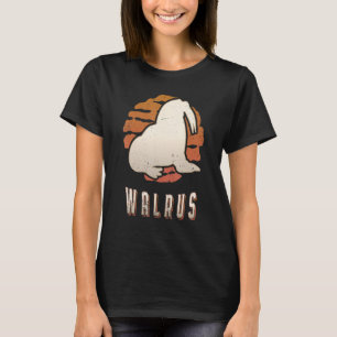 Walross Vintage Retro Klassisches Tier Sonnenunter T-Shirt