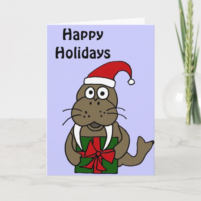 Walrus Christmas Card Feiertagskarte (Vorderseite)