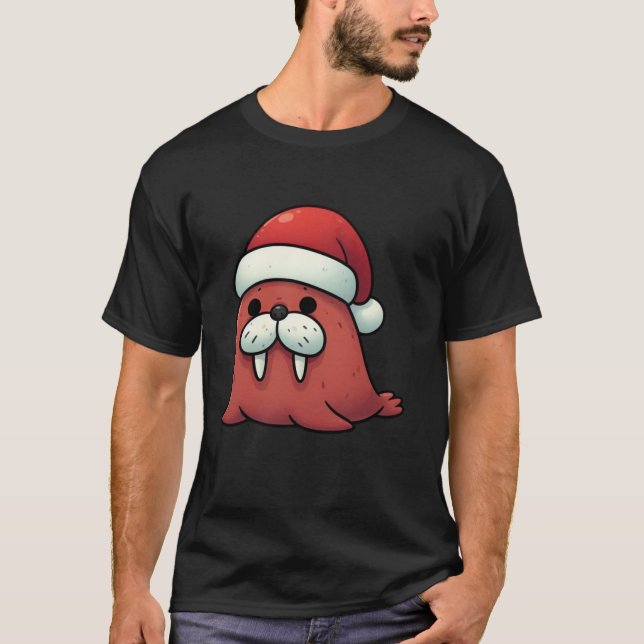 Walrus Claus Santa s Arctic Helper Weihnachten T-Shirt (Vorderseite)