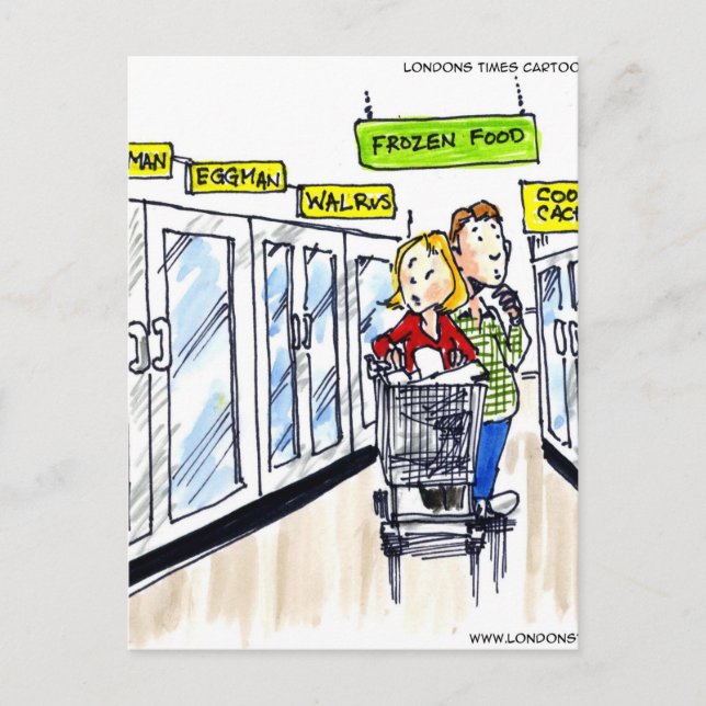 Walrus Frozen Food Section Funny Postkarte (Vorderseite)