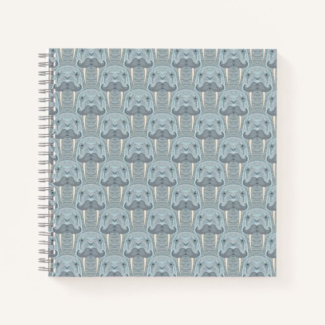 Walrus Mustache Pattern Notizbuch (Vorderseite)