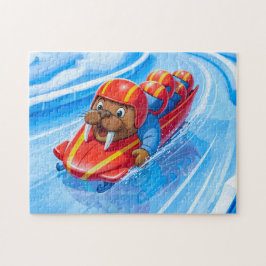 Walrus Racing Down the Track in a Fast Bobsleigh R Puzzle