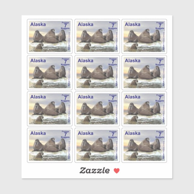 Walrus - Vier Brüder - Alaska Postage Sticker (Blatt)