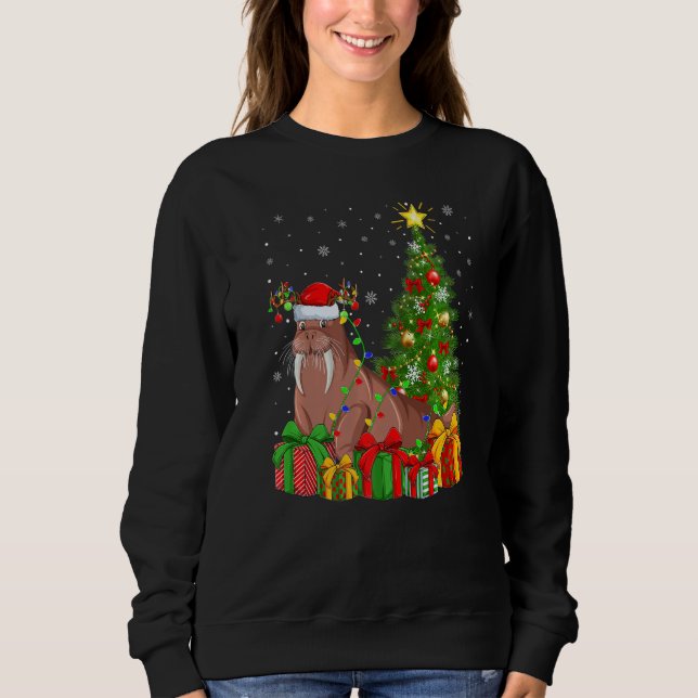 Walrus  Xmas Holiday Santa Walrus Christmas Tree Sweatshirt (Vorderseite)