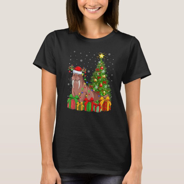 Walrus  Xmas Holiday Santa Walrus Christmas Tree T-Shirt (Vorderseite)