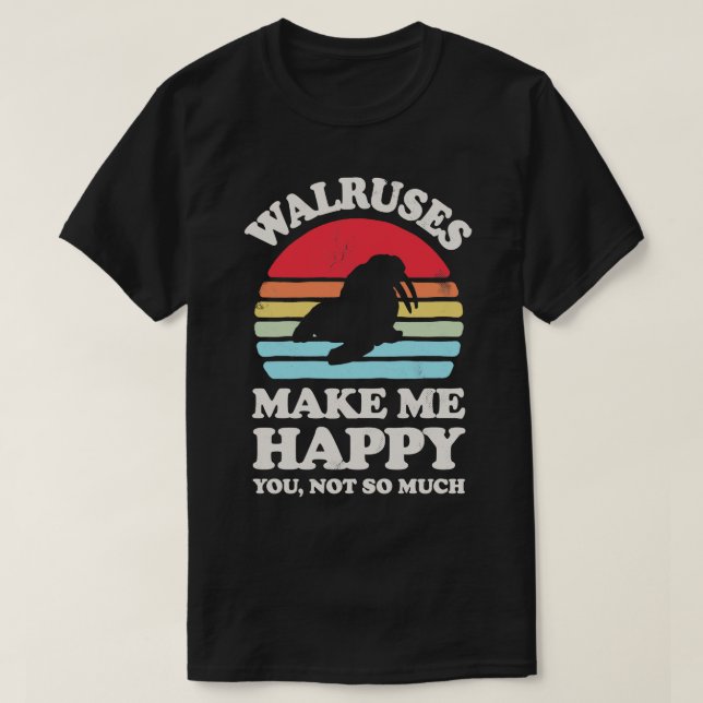 Walruses machen mich glücklich zum Sunset Retro fü T-Shirt (Design vorne)