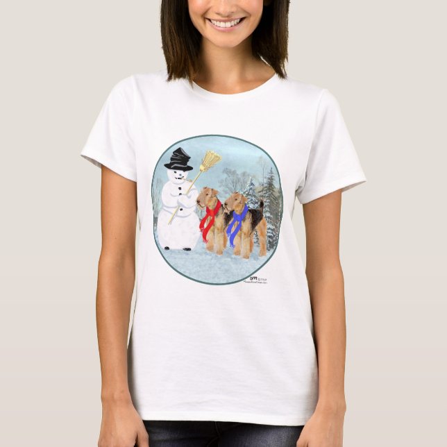 Walsh Terriers mit Snowman T-Shirt (Vorderseite)