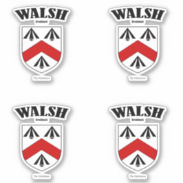 Walsh Wappen Irish Translation & Meaning (x4) Aufkleber